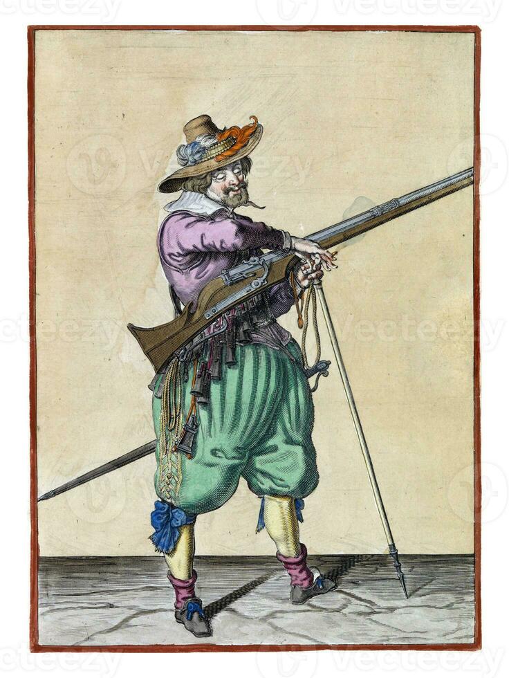 soldaat Aan plicht met een musket nemen haar lont foto