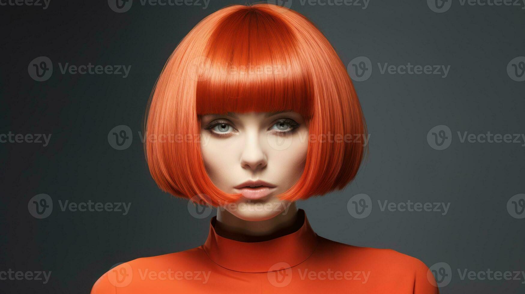 portret van mooi jong vrouw met rood haar. mode foto. generatief ai foto