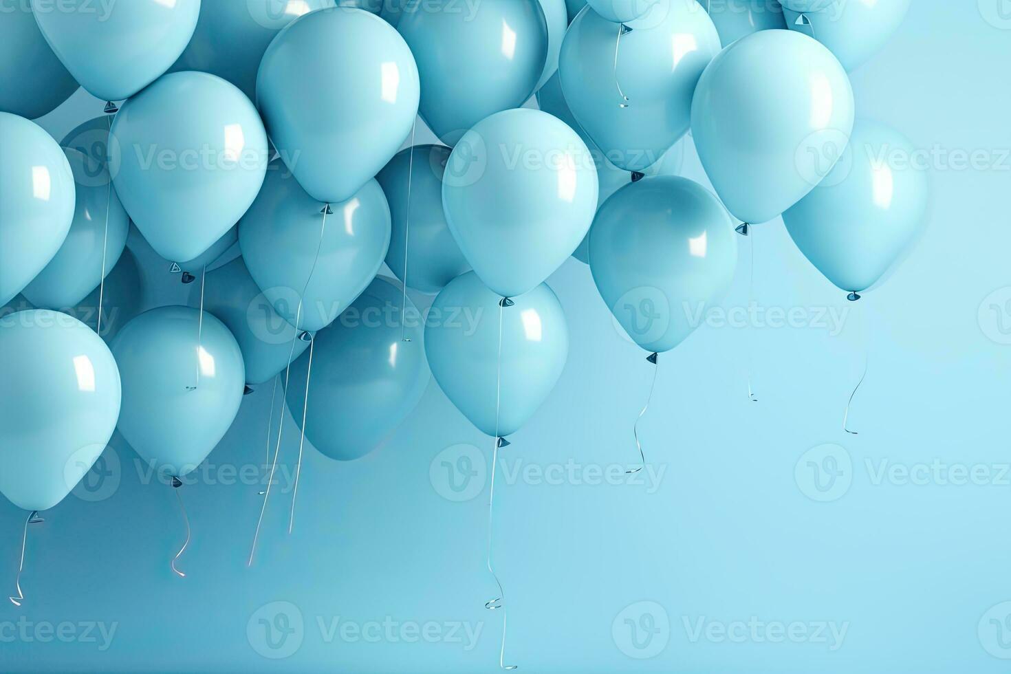 generatief ai, een verjaardag concept, licht blauw ballonnen vol achtergrond. kopiëren ruimte foto