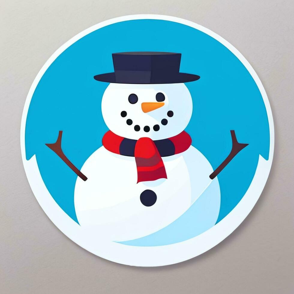 ai gegenereerd sneeuwman klem kunst icoon sticker Kerstmis decoratie gemakkelijk achtergrond foto