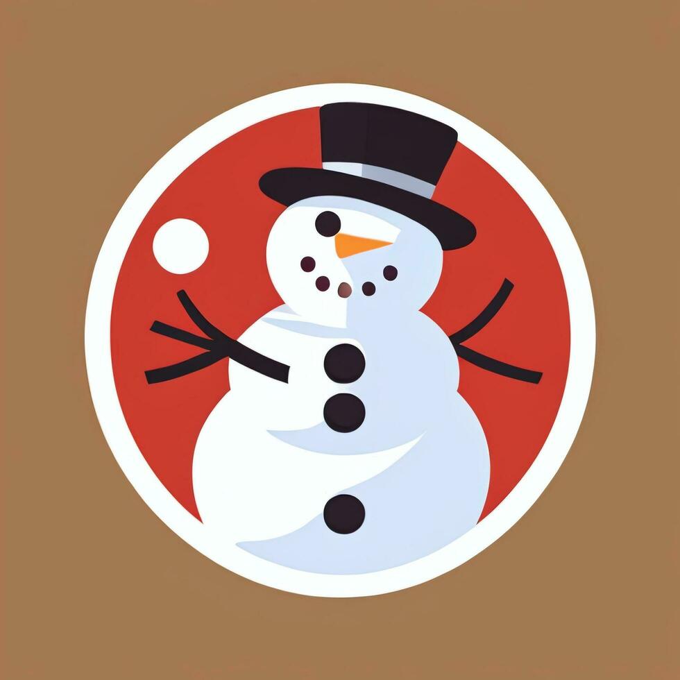 ai gegenereerd sneeuwman klem kunst icoon sticker Kerstmis decoratie gemakkelijk achtergrond foto