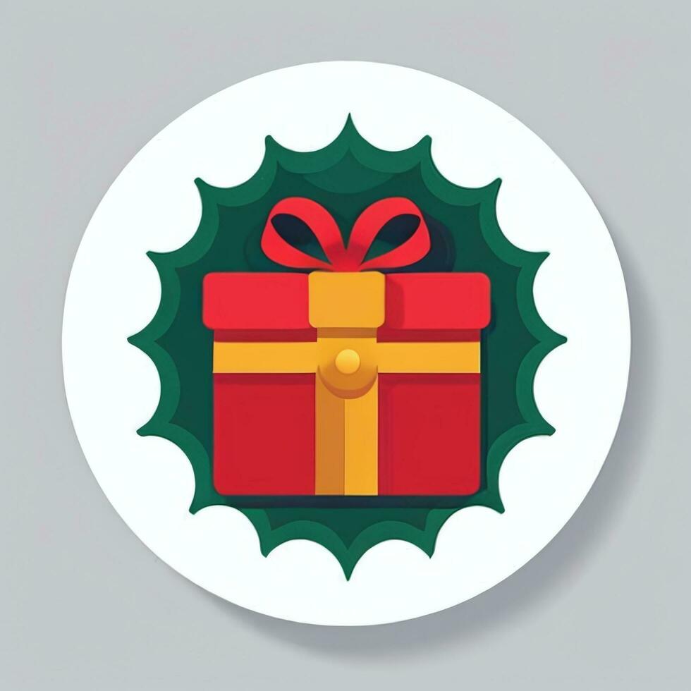 ai gegenereerd Kerstmis Cadeau geschenk klem kunst icoon sticker decoratie gemakkelijk achtergrond foto