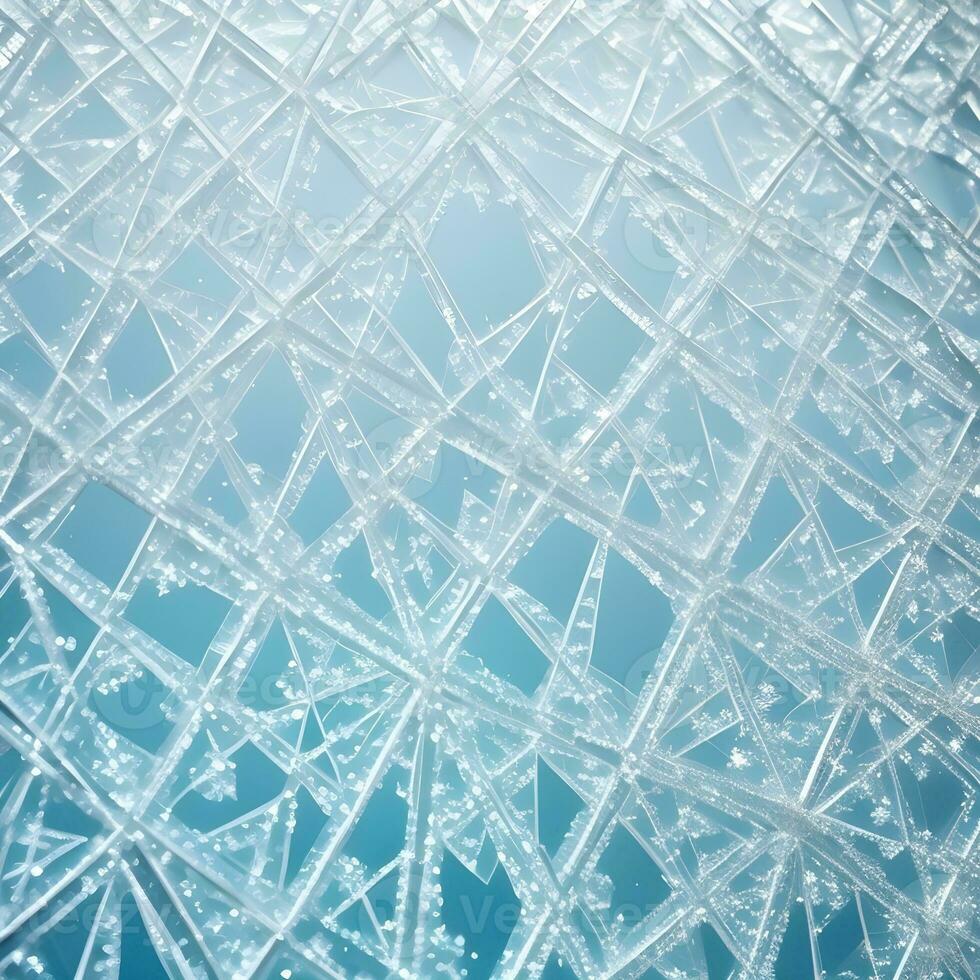 ai gegenereerd generatief ai fantasieën Aan de thema patroon bevriezing heeft gedaan de vorst Aan glas, binnen venster.de patroon wit zilverachtig achtergrond. ijzig patronen Aan de glas van ijs Kristallen. foto