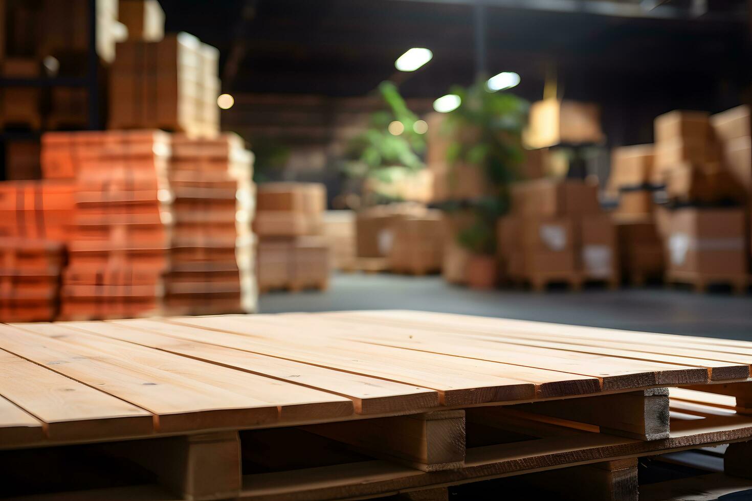 logistiek achtergrond Aan houten tafel, ideaal voor Product vitrine, ai gegenereerd foto