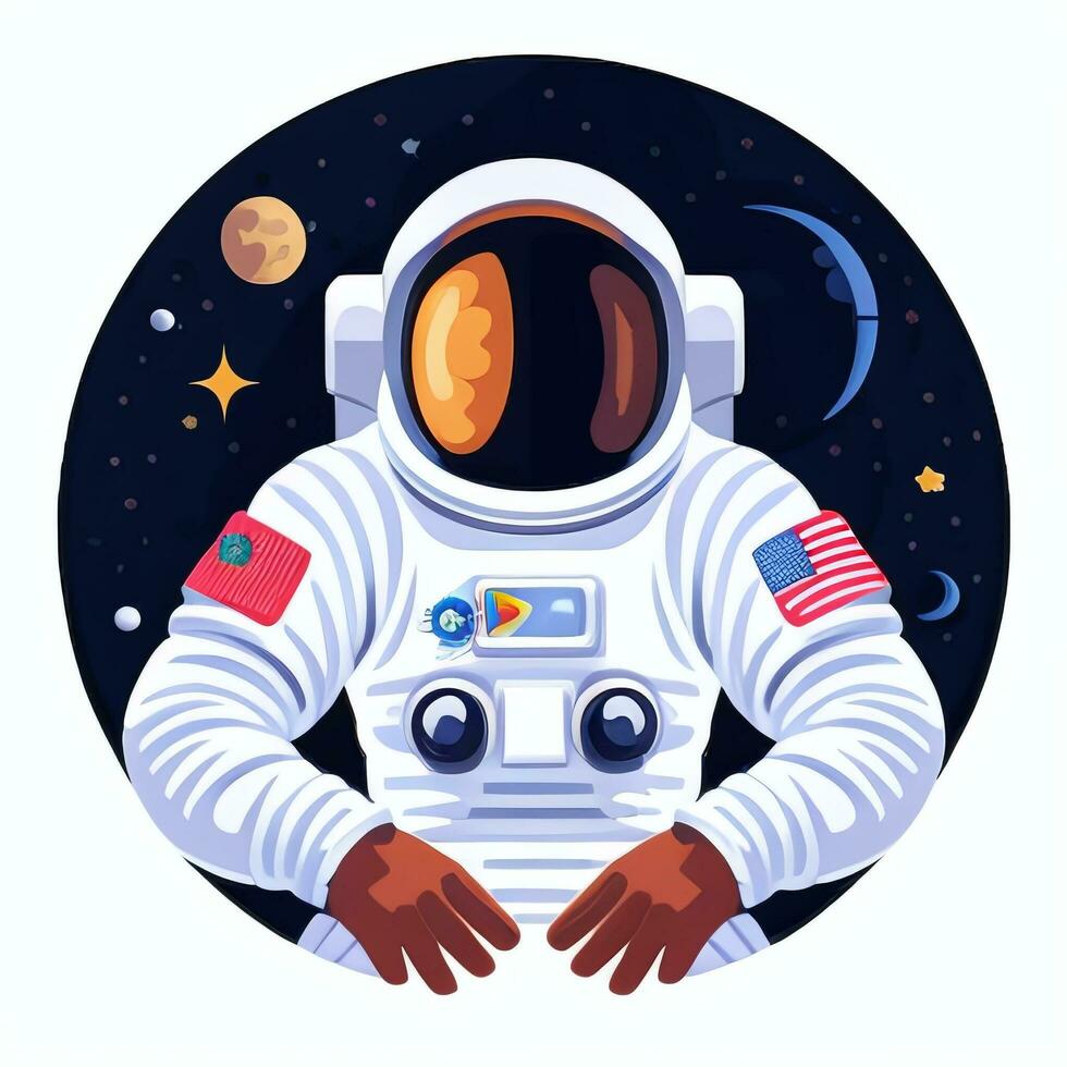 ai gegenereerd astronaut klem kunst icoon sticker decoratie gemakkelijk achtergrond foto