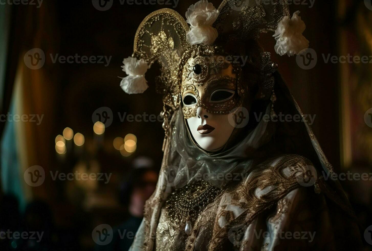 maskerade bal Venetië carnaval masker. genereren ai foto
