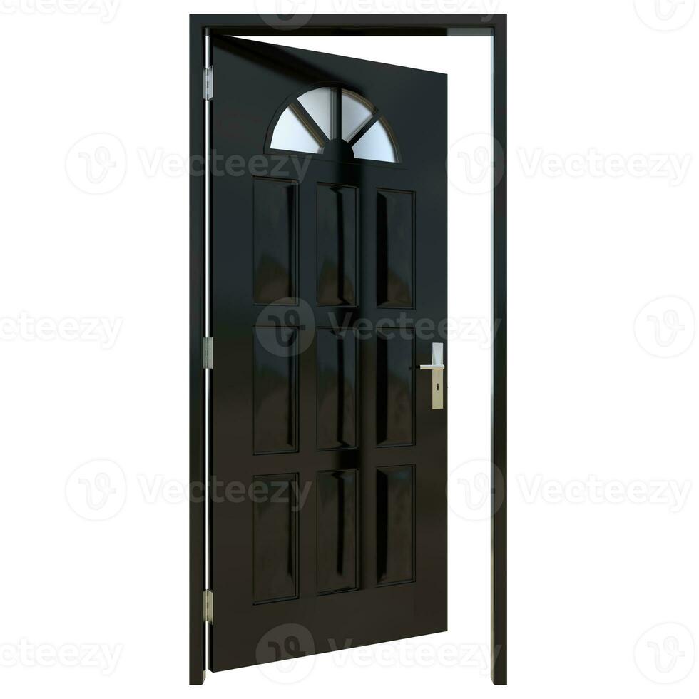 zwart deur beschikbaar hal tegen geïsoleerd wit backdrop foto