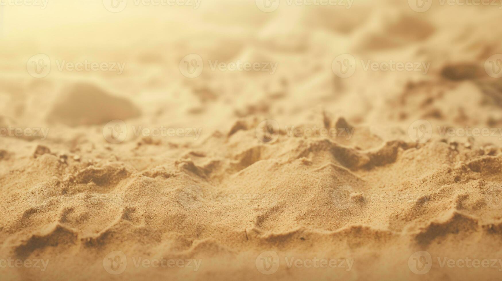 top visie van zanderig strand. achtergrond met kopiëren ruimte en zichtbaar zand structuur generatief ai foto