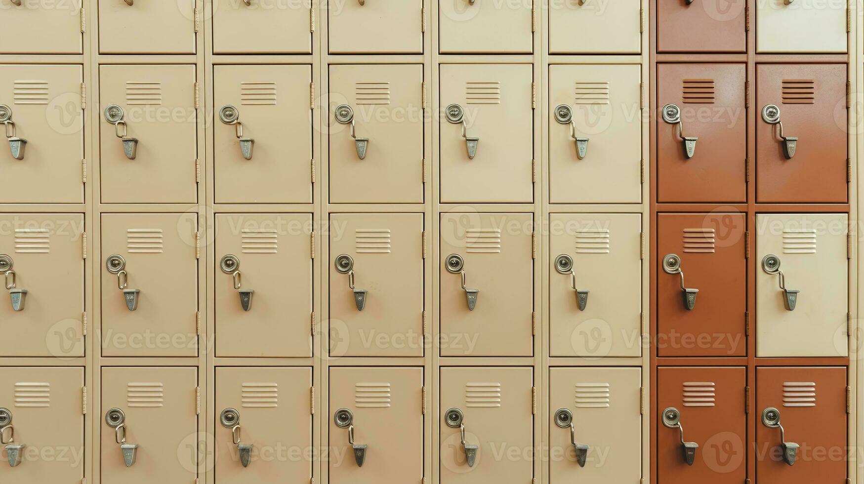 ai gegenereerd generatief ai, rij van hoog school- kluisjes in de gang, kastje kamer foto