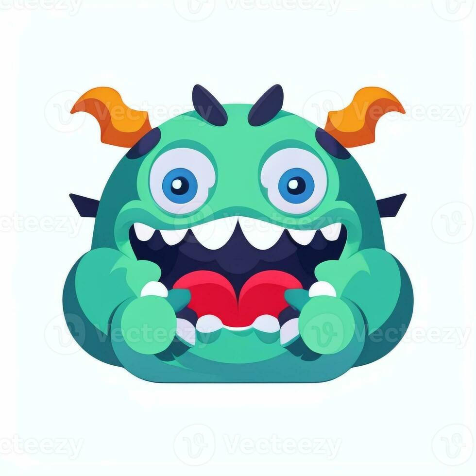 ai gegenereerd schattig monster portret avatar klem kunst gamer icoon sticker decoratie gemakkelijk achtergrond foto