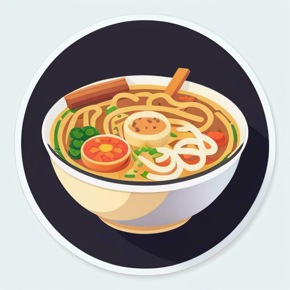 ai gegenereerd ramen noodle portret avatar klem kunst gamer icoon sticker decoratie gemakkelijk achtergrond foto