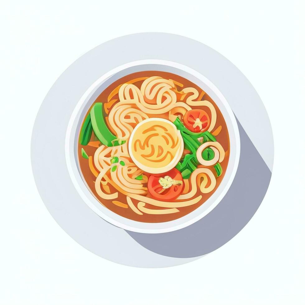 ai gegenereerd ramen noodle portret avatar klem kunst gamer icoon sticker decoratie gemakkelijk achtergrond foto