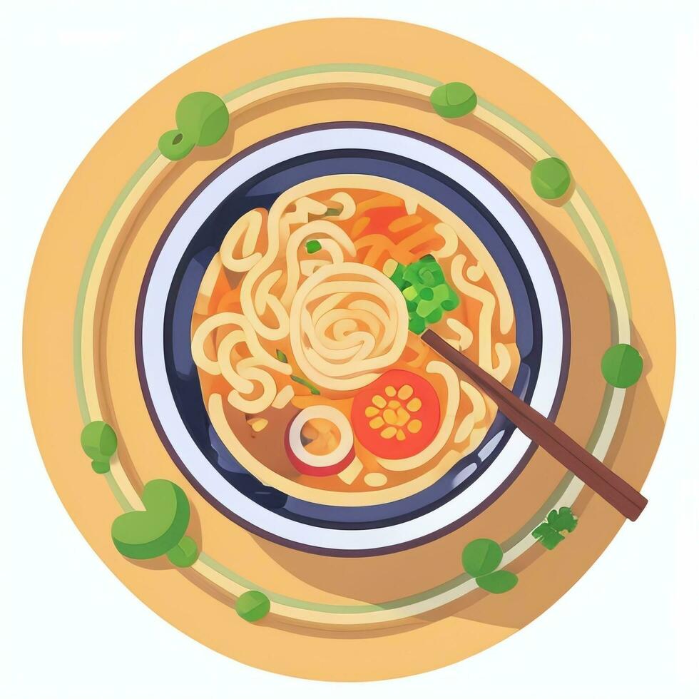 ai gegenereerd ramen noodle portret avatar klem kunst gamer icoon sticker decoratie gemakkelijk achtergrond foto