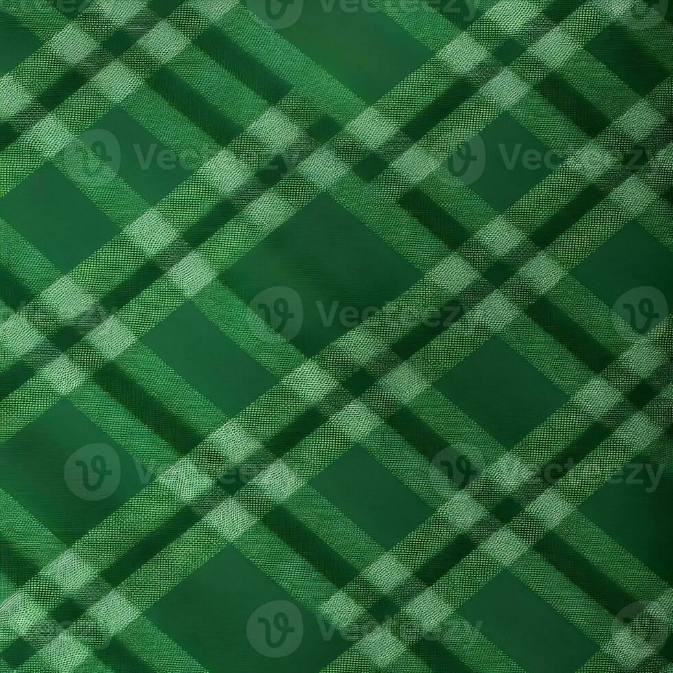 ai gegenereerd groen en wit Schotse ruit plaid achtergrond foto