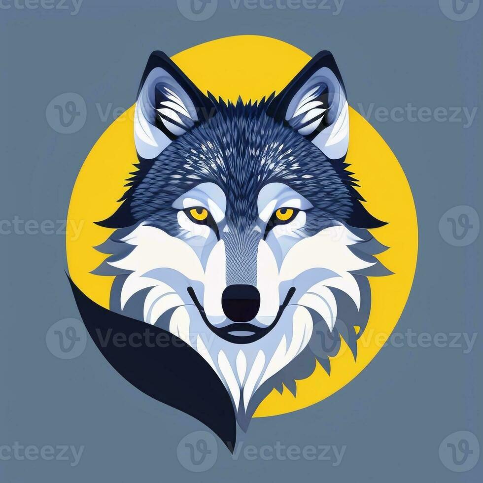 ai gegenereerd koel wolf avatar gamer klem kunst sticker decoratie gemakkelijk achtergrond foto