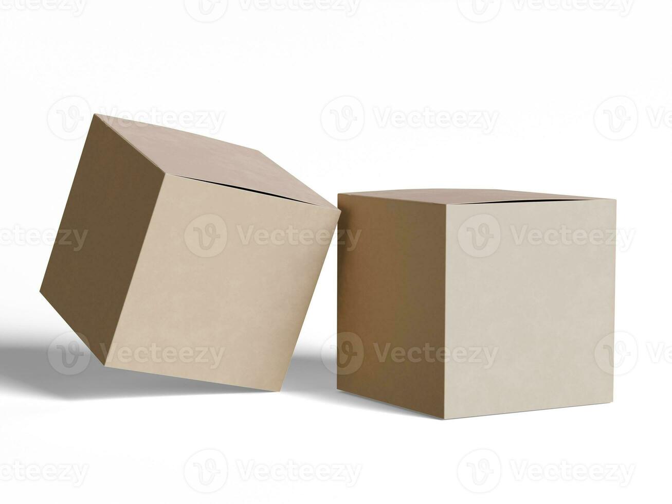 plein doos verpakking wit backgrounnd karton papier met realistisch structuur foto