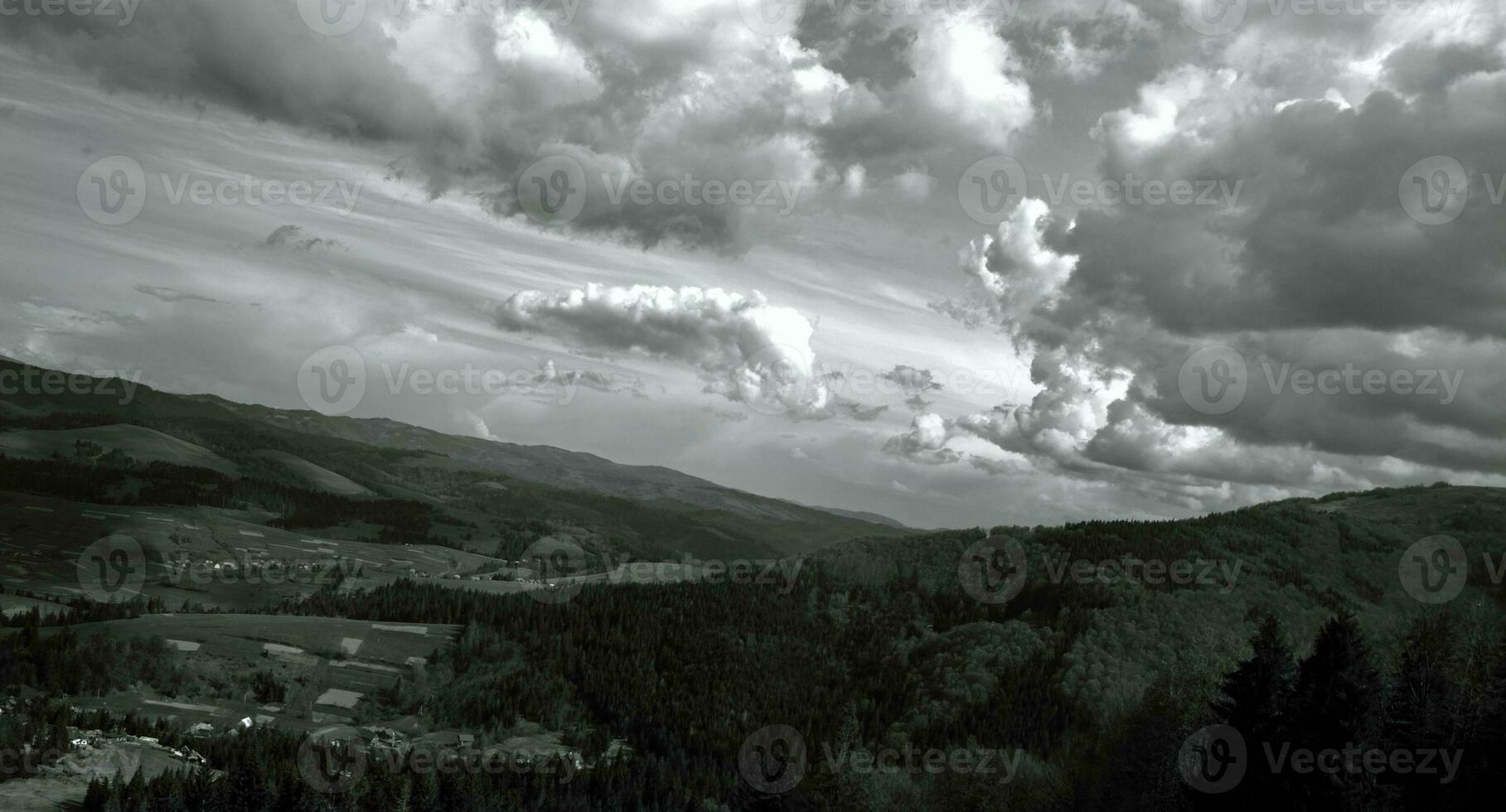 bergen en bossen, antenne visie foto