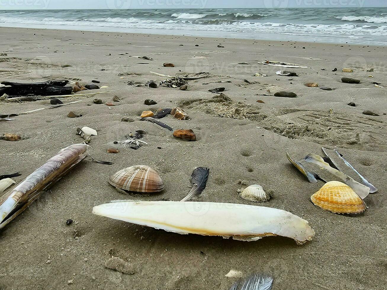 impressies van de eindeloos strand Bij de noordelijk zee in blavand Denemarken foto