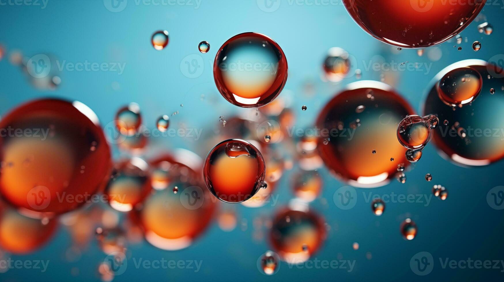 veelkleurig helder transparant glanzend bubbels detailopname. olie druppels Aan water oppervlakte abstract rug. ai generatief foto