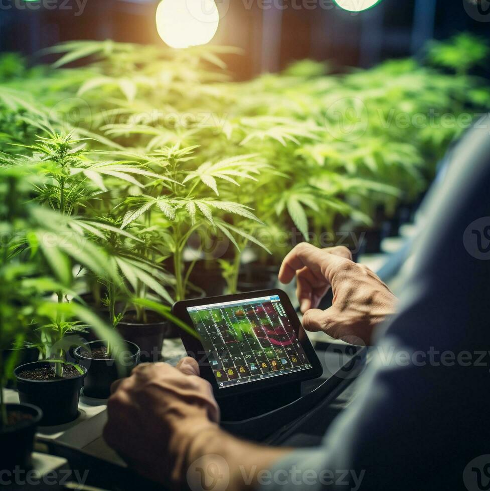 marihuana fabriek in wetenschap laboratorium foto