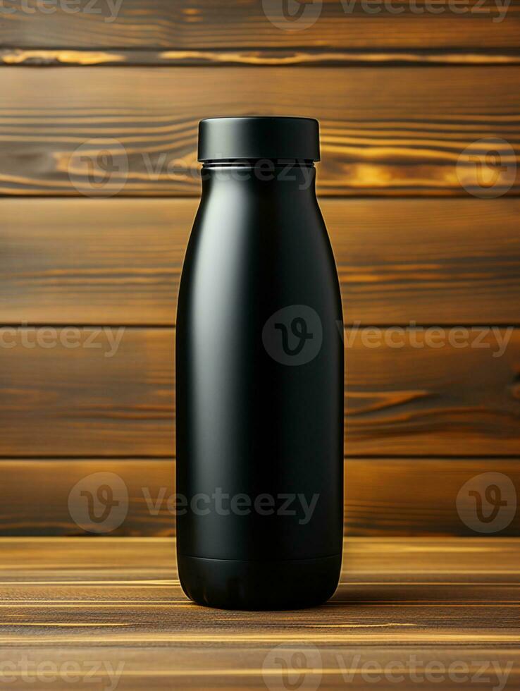 tuimelaar fles zwart mockup drinken reizen Promotie merk bedrijf ai gegenereerd foto