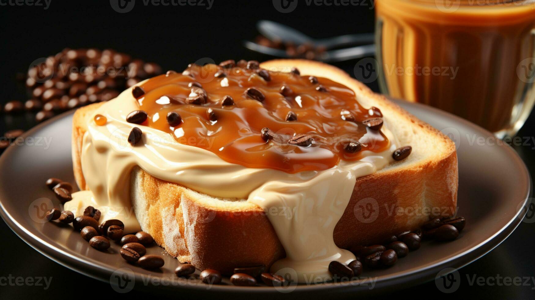 chocola brood geroosterd brood room jam toetje ai gegenereerd foto