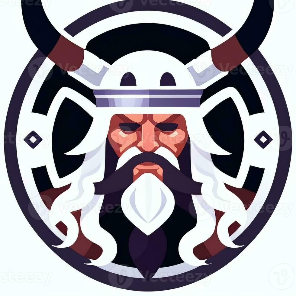 ai gegenereerd viking gamer logo avatar klem kunst icoon sticker decoratie gemakkelijk achtergrond foto