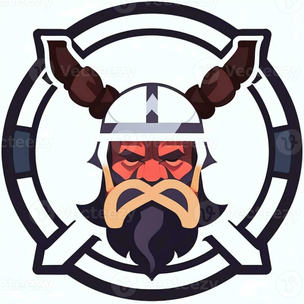 ai gegenereerd viking gamer logo avatar klem kunst icoon sticker decoratie gemakkelijk achtergrond foto