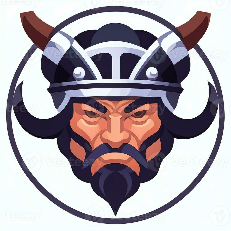 ai gegenereerd viking gamer logo avatar klem kunst icoon sticker decoratie gemakkelijk achtergrond foto