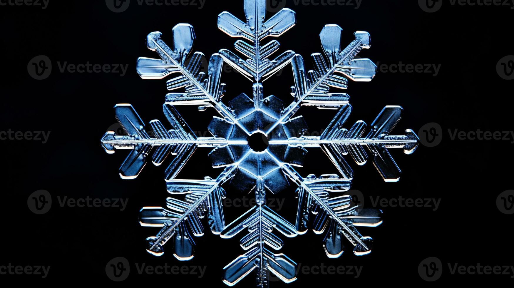 ai gegenereerd macro schot van Christalin structuur van een sneeuwvlok foto