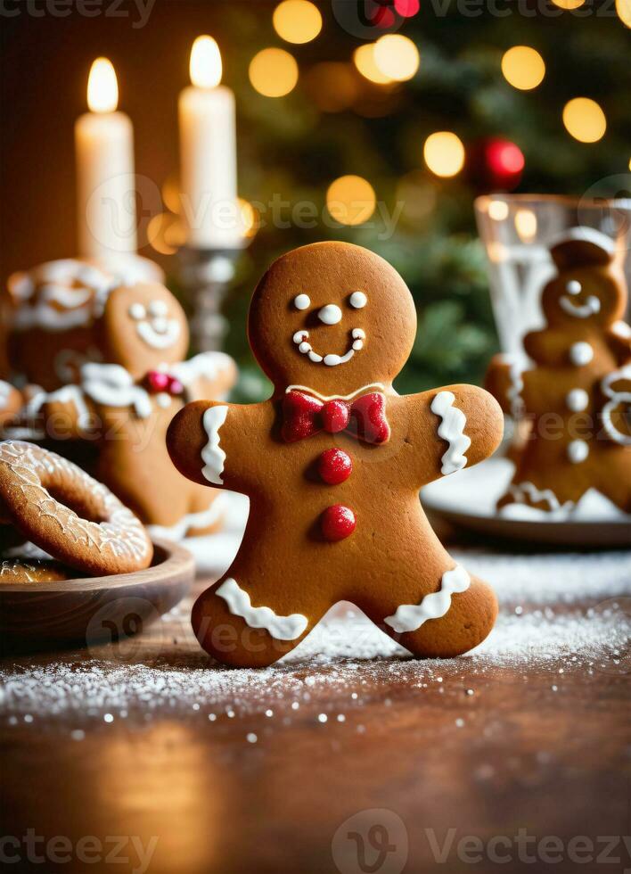 foto van de Kerstmis gibberbrood Mens koekjes ai gegenereerd