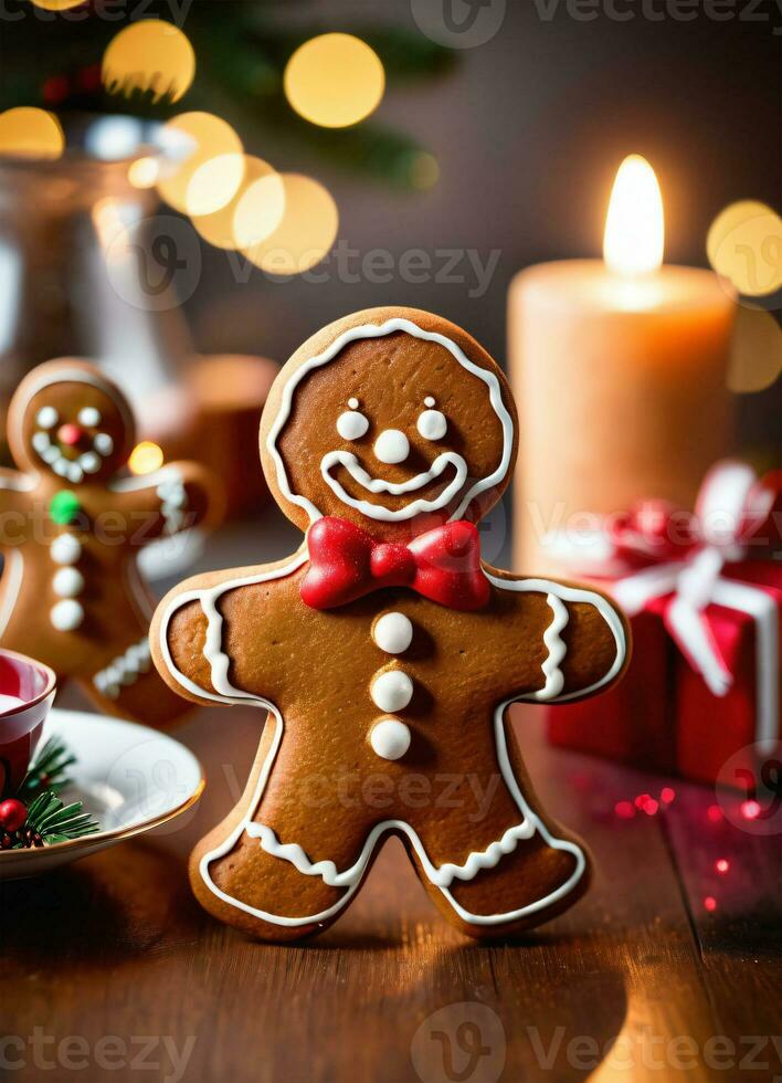 foto van de Kerstmis gibberbrood Mens koekjes ai gegenereerd