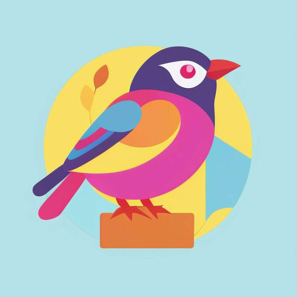 ai gegenereerd kleurrijk vogel logo avatar klem kunst icoon sticker decoratie gemakkelijk achtergrond foto