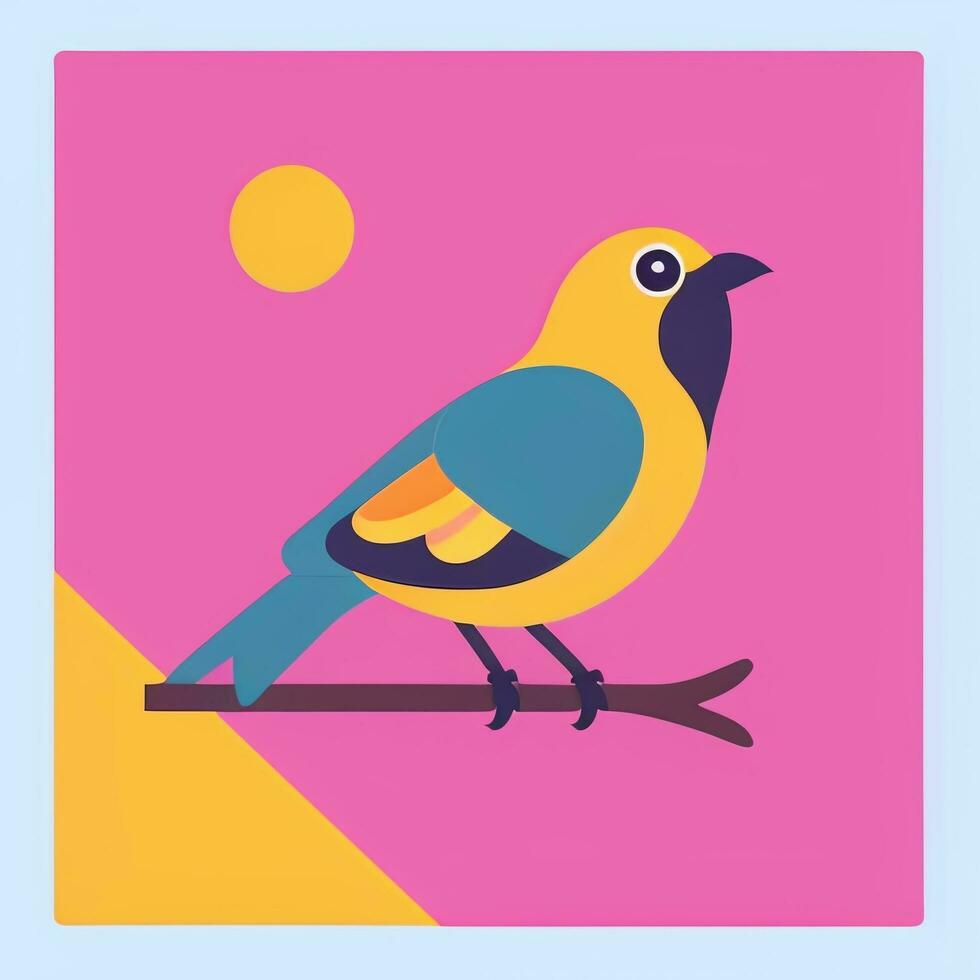 ai gegenereerd kleurrijk vogel logo avatar klem kunst icoon sticker decoratie gemakkelijk achtergrond foto