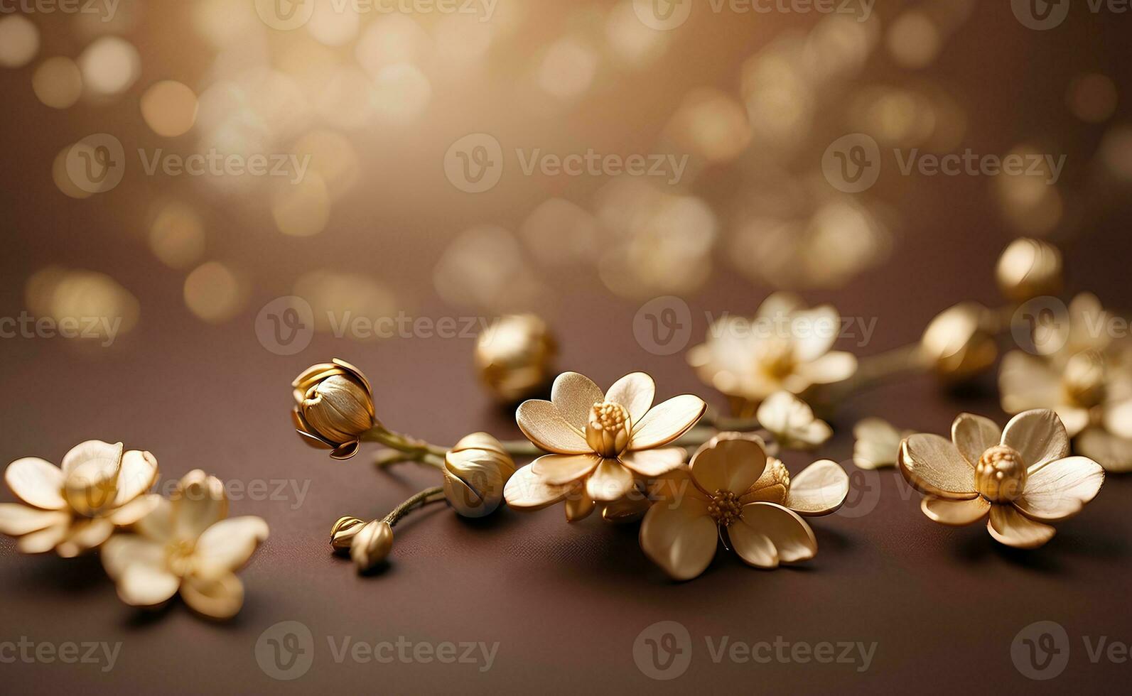 een romig goud bloemen met wazig bruin achtergrond. foto