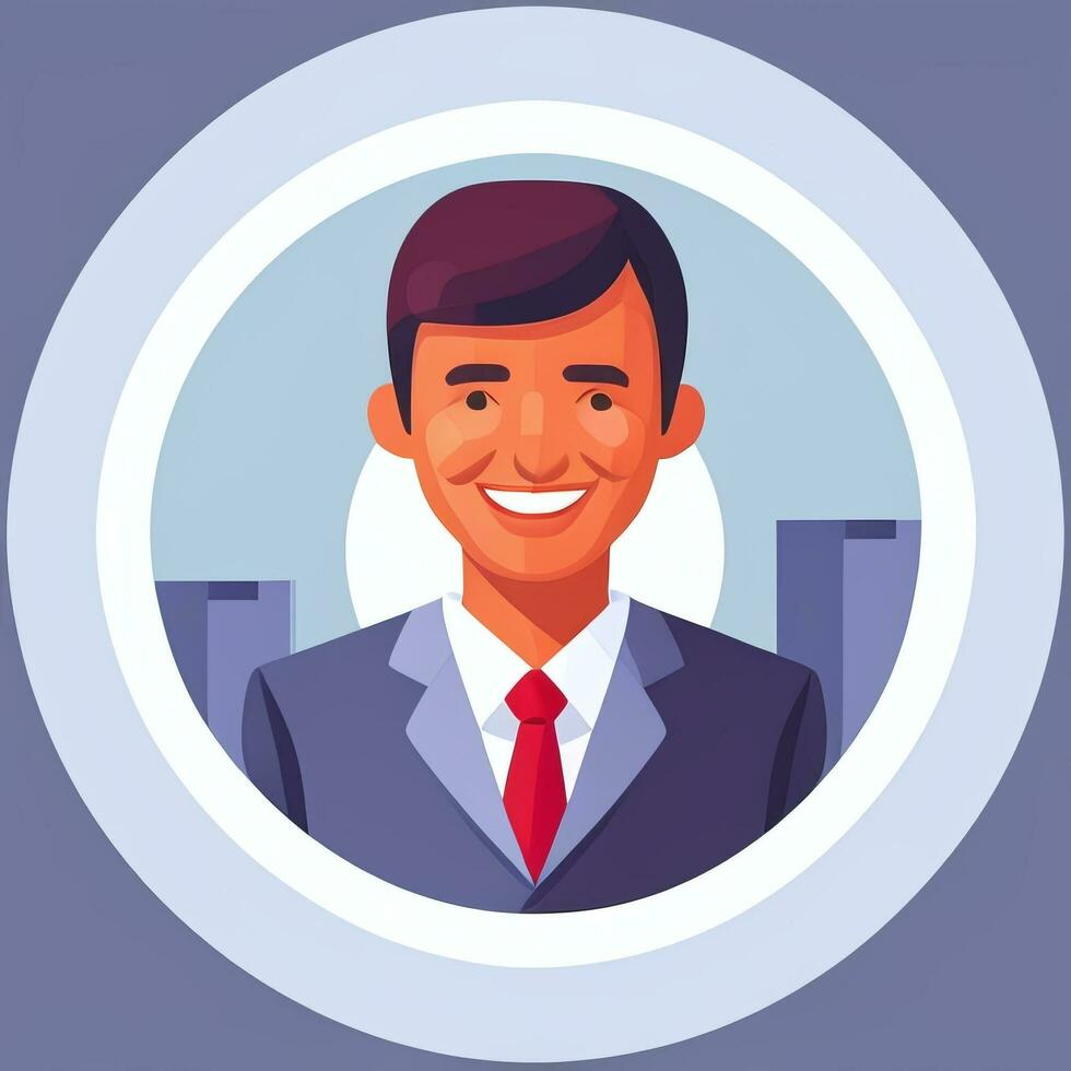 ai gegenereerd zakenman Mens in pak ondernemer logo avatar klem kunst icoon sticker decoratie gemakkelijk achtergrond foto