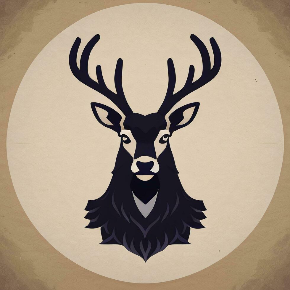 ai gegenereerd hert gewei hert dier logo icoon sticker decoratie klem kunst gemakkelijk achtergrond foto