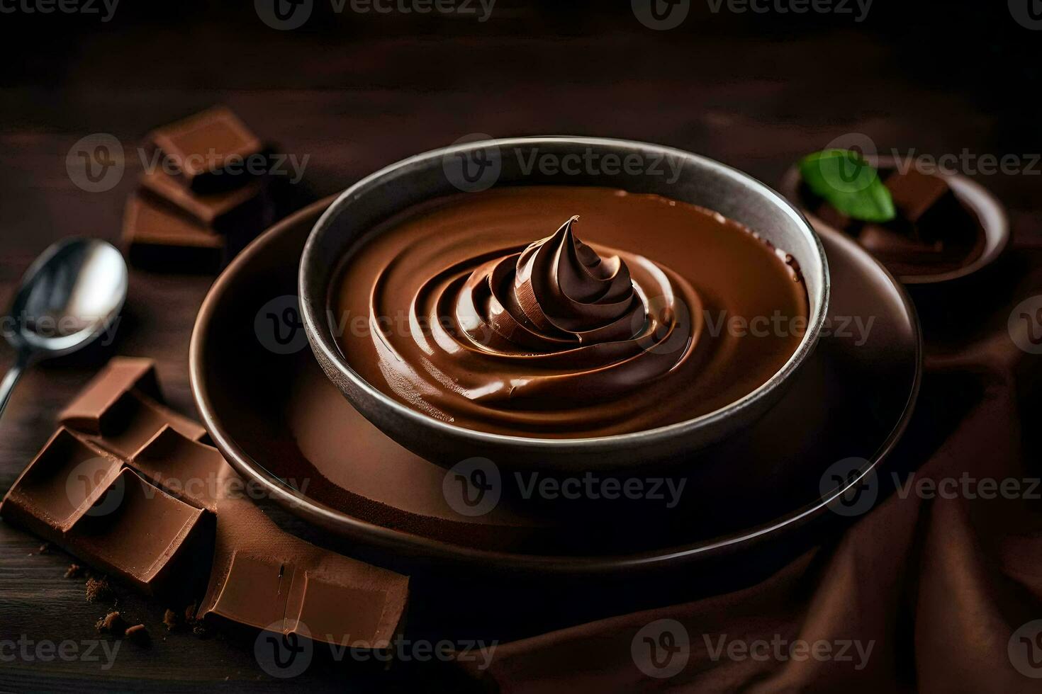 chocola pudding in een schaal. ai-gegenereerd foto