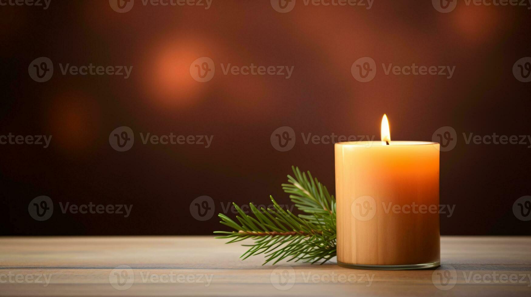 ai generatief dichtbij omhoog van feestelijk Kerstmis kaars met glad bokeh achtergrond foto