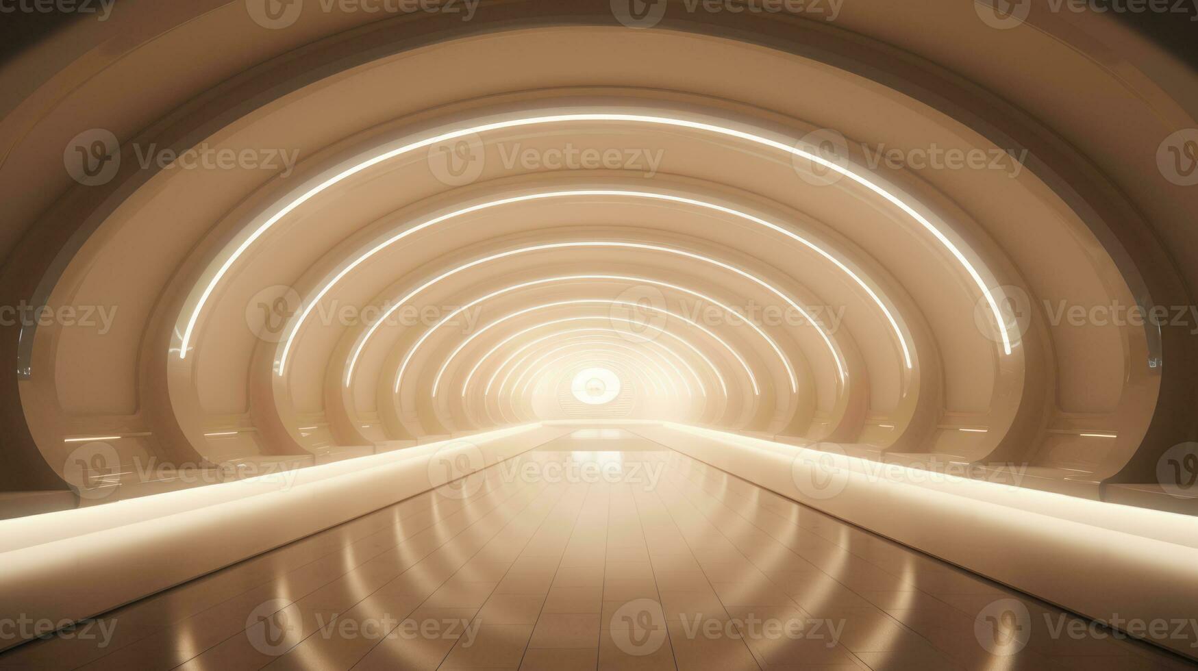 ai gegenereerd leeg marmeren futuristische tunnel. technologie ontwerp. foto