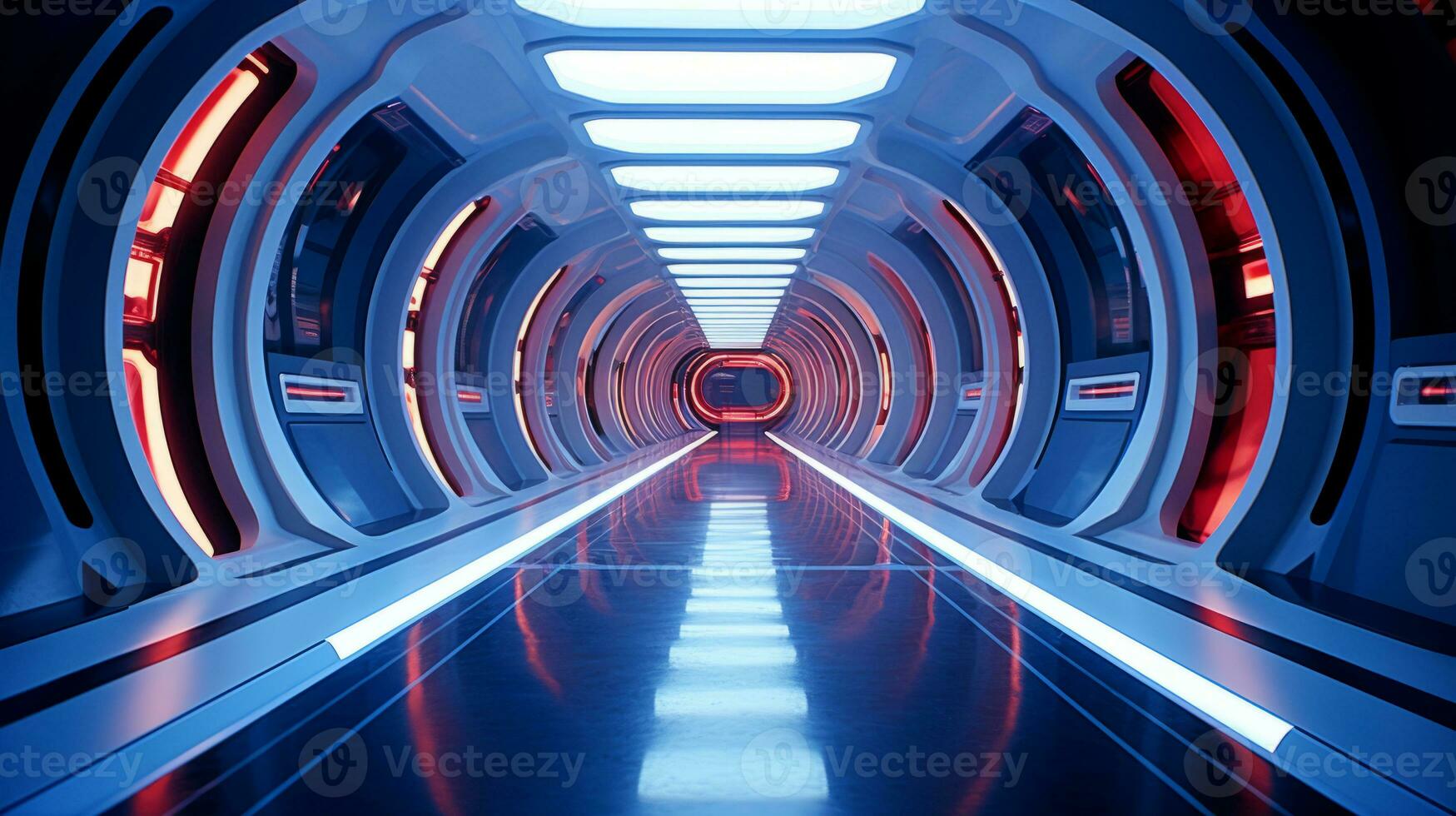 ai gegenereerd leeg futuristische tunnel. technologie ontwerp. foto