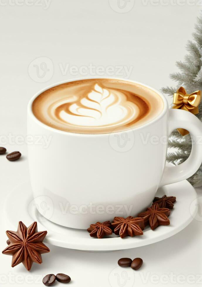 ai gegenereerd een winter Kerstmis kop van koffie geïsoleerd Aan een wit achtergrond. ai gegenereerd foto