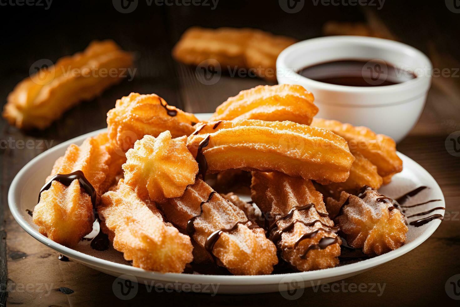 genot in de authentiek smaken van Spanje met traditioneel churro's. ai generatief foto