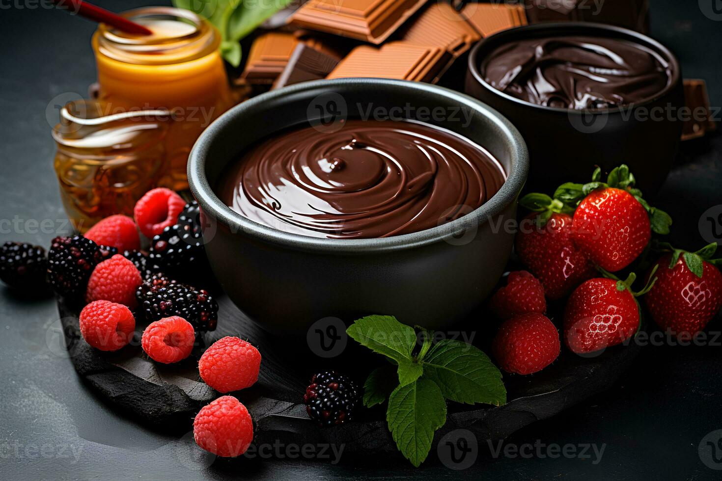 chocola ganache met ingrediënten. ai generatief foto