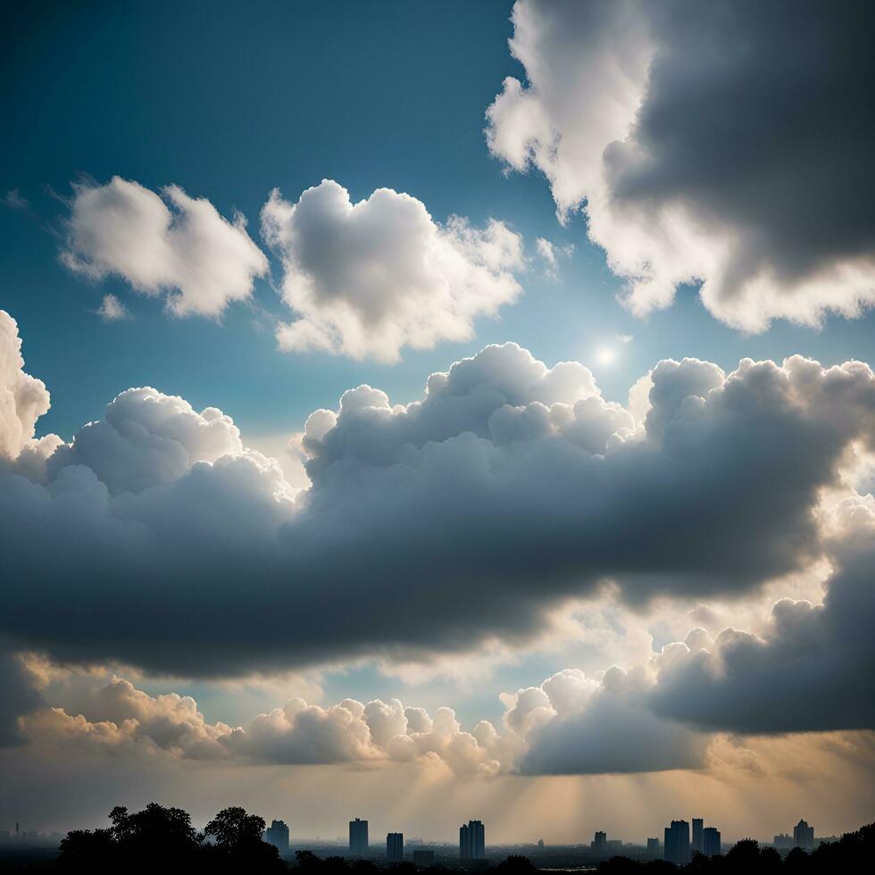 ai gegenereerd bewolkt lucht stad foto