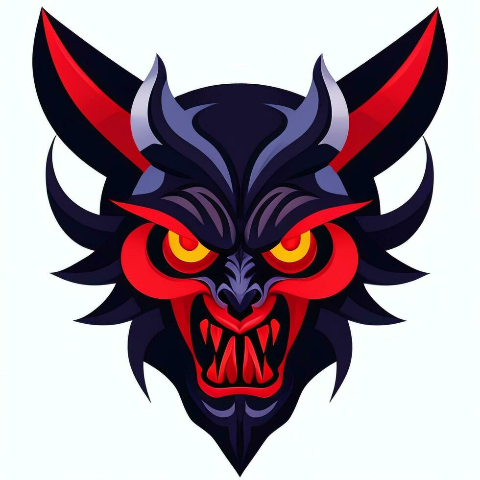 ai gegenereerd demon icoon avatar gamer klem kunst sticker decoratie gemakkelijk achtergrond foto