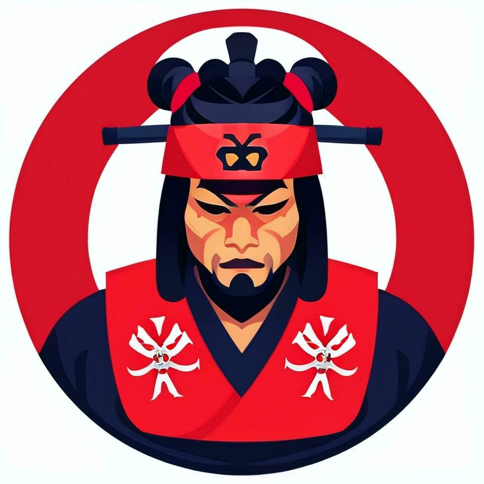 ai gegenereerd samurai icoon avatar gamer klem kunst sticker decoratie gemakkelijk achtergrond foto