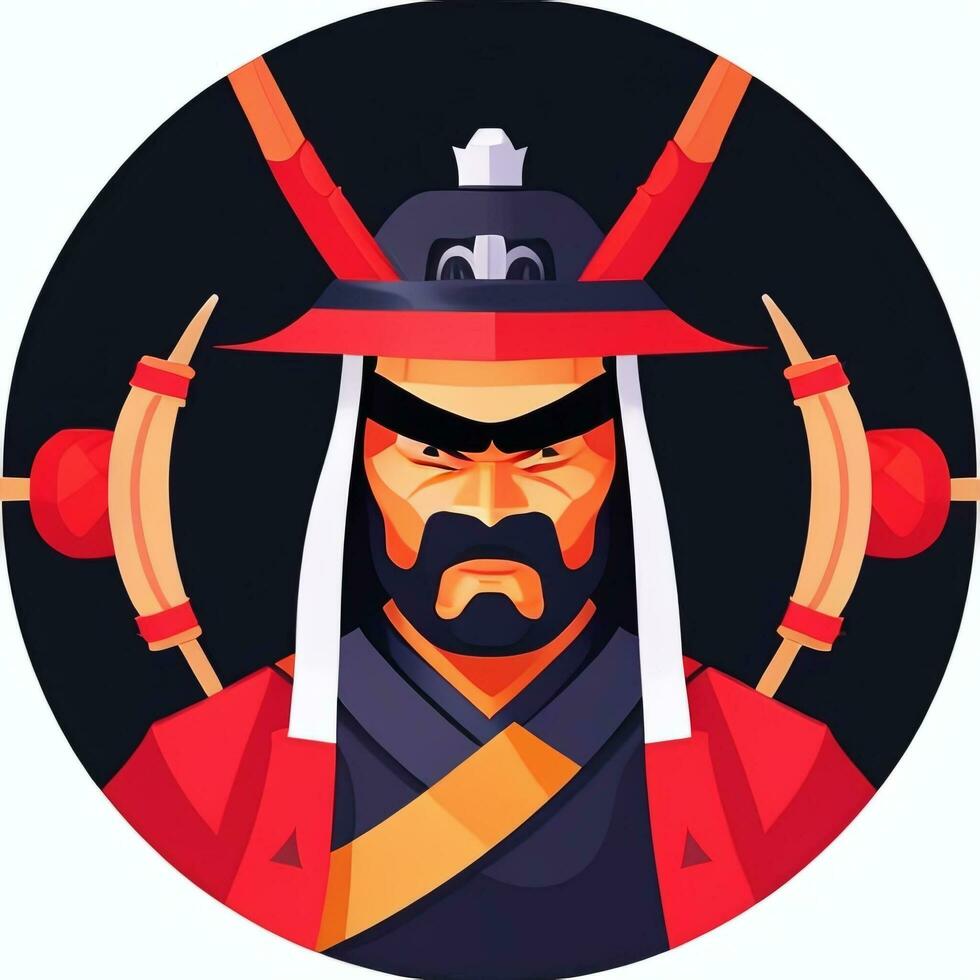 ai gegenereerd samurai icoon avatar gamer klem kunst sticker decoratie gemakkelijk achtergrond foto