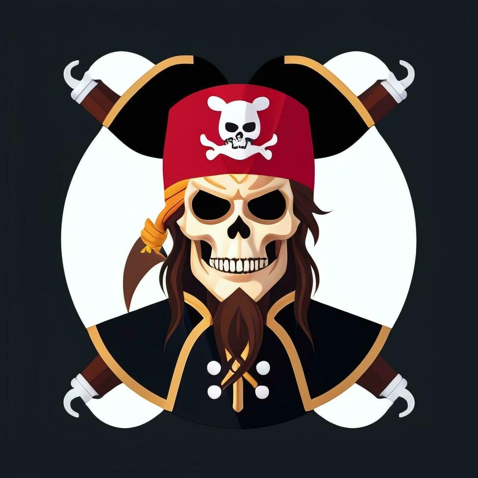 ai gegenereerd piraat icoon avatar gamer klem kunst sticker decoratie gemakkelijk achtergrond foto