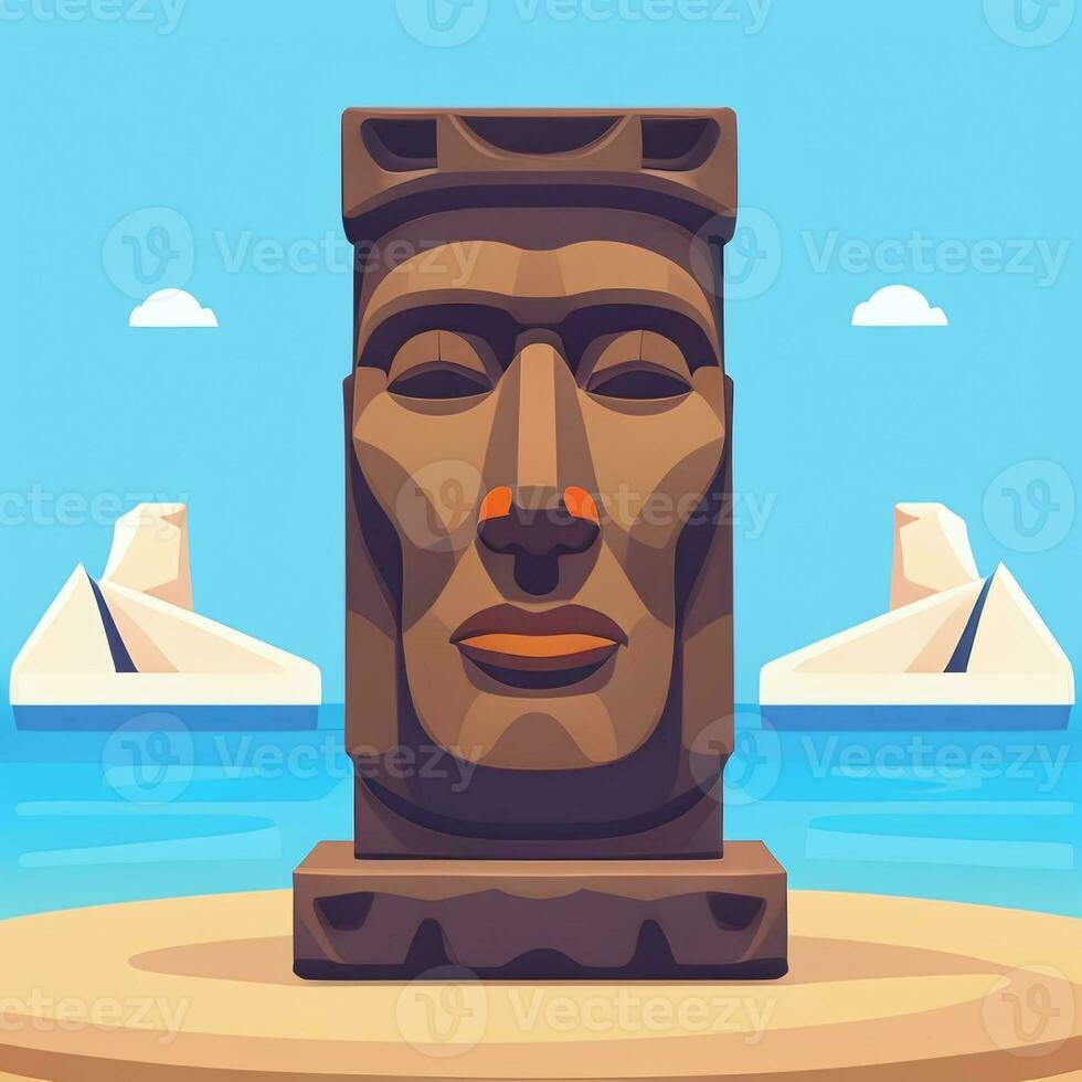 ai gegenereerd moai standbeeld steen hoofd avatar gamer klem kunst sticker decoratie gemakkelijk achtergrond cultureel foto